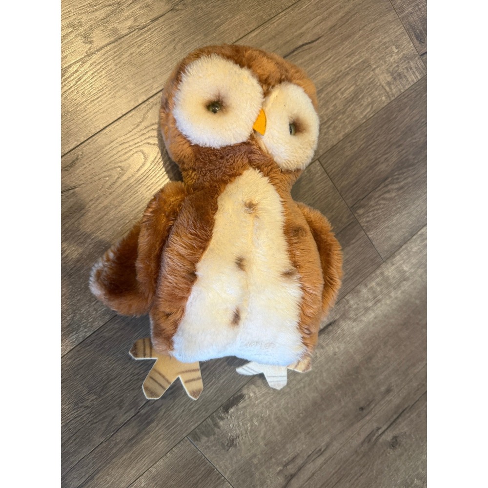 Vintage R Dakin Co Owl Plush Brown Cream Stuffed Animal Bird Japan 11 Inch 1970s